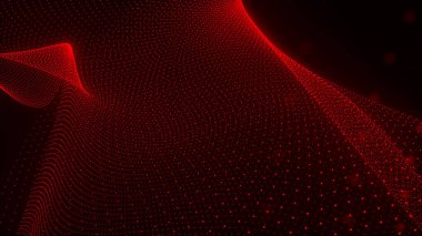 Teknoloji geçmişi. Parçacıkların soyut dijital dalgası. Gelecekçi nokta dalgası. 3d