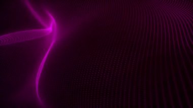Dynamic wave of glowing particles. Digital technology background. 3d rendering. 4k animation.