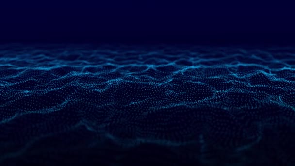Dynamic Wave Glowing Particles Digital Technology Background Rendering Animation — Stockvideo