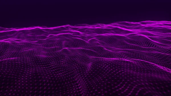 技术背景 抽象的数字粒子波 未来主义的波尖 — 图库照片