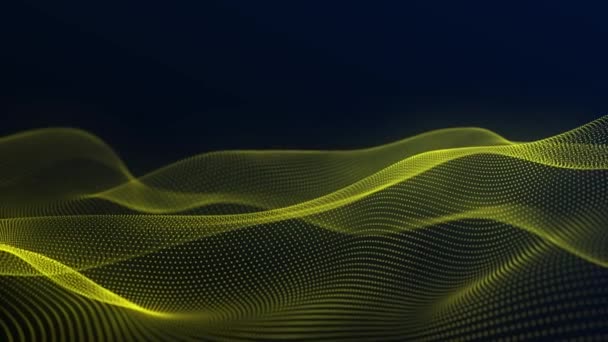 Abstract Digital Particle Wave Futuristic Dotted Wave Technology Background Rendering — Vídeo de stock