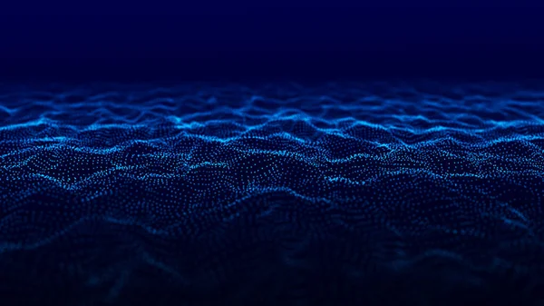 Хвиля Частинок Хвиля Абстрактний Цифровий Пейзаж Технологічний Фон Ілюстрація — стокове фото