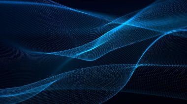 Soyut dijital arkaplan. Veri akışı bilgisi. Dijital iletişim kavramı. Büyük veri görselleştirmesi. 3B görüntüleme.