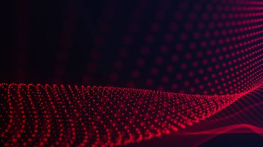 Teknoloji geçmişi. Parçacıkların soyut dijital dalgası. Gelecekçi nokta dalgası. 3d