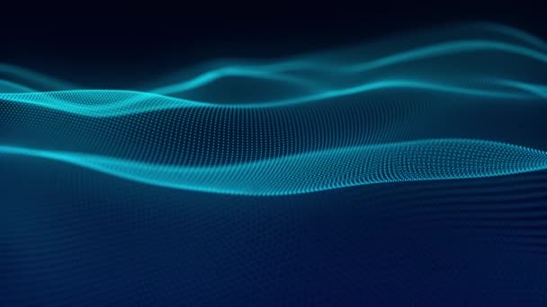 Dynamic Wave Glowing Particles Digital Technology Background Rendering Animation — Stockvideo