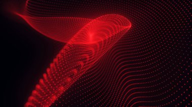 Teknoloji geçmişi. Parçacıkların soyut dijital dalgası. Gelecekçi nokta dalgası. 3d