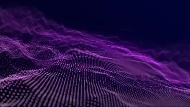 Abstract Digital Background Dynamic Wave Glowing Particles Data Flow Information — Vídeo de stock