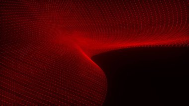 Teknoloji geçmişi. Parçacıkların soyut dijital dalgası. Gelecekçi nokta dalgası. 3d