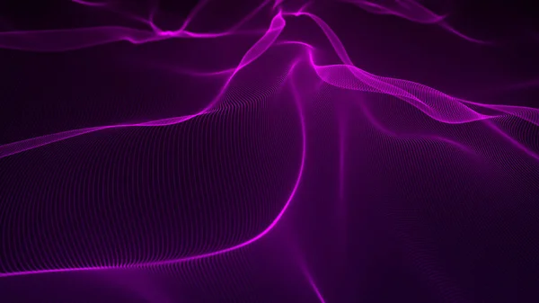 Welle Von Teilchen Wellendingen Abstrakte Digitale Landschaft Technischer Hintergrund Illustration — Stockfoto
