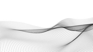 Abstract wave in white background. Wave of particles. 3d. Vector illustration..