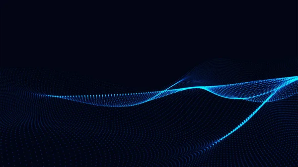 Abstract Digital Particle Wave Futuristic Dotted Wave Technology Background Vector — Διανυσματικό Αρχείο