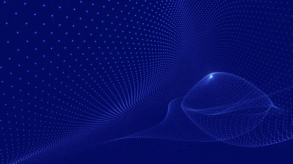 Abstract Digital Particle Wave Futuristic Dotted Wave Technology Background Vector — Stok Vektör