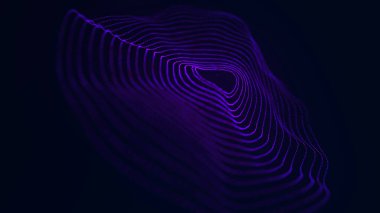 Digital technology background. Big Data visualization. Dynamic wave of glowing particles. Abstract background. 3d.