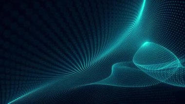 Abstract digital particle wave. Futuristic dotted wave. Technology background. 3d rendering, 4k animation.