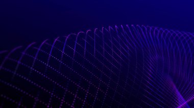 Dijital teknoloji geçmişi. Parlayan noktaların dinamik dalgası. Sunum tasarımı için fütüristik arka plan. 3d.