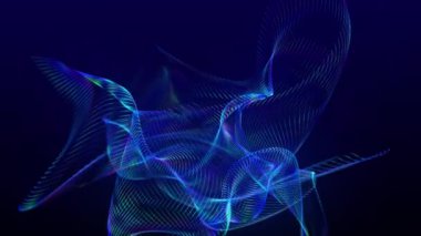 Dynamic wave of glowing particles. Digital technology background. 3d rendering. 4k animation.