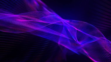 Soyut dijital arkaplan. Veri akışı bilgisi. Dijital iletişim kavramı. Büyük veri görselleştirmesi. 3B görüntüleme.