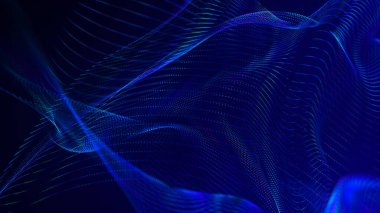 Dijital teknoloji geçmişi. Parlayan noktaların dinamik dalgası. Sunum tasarımı için fütüristik arka plan. 3d.