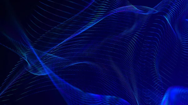数字技术背景 发光点的动态波 演示设计的未来背景 — 图库照片