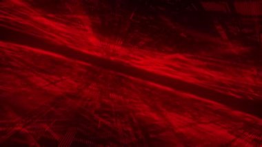 Digital background with moving glowing particles. Futuristic hi-tech illustration. Concept of data transfer in cyberspace. Big data visualization. 3d rendering. 4k animation