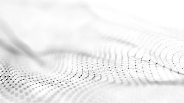 Beyaz arka planda soyut dalga. Parçacık dalgası. 3d