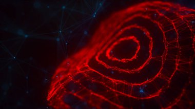 Soyut dijital arkaplan. Veri akışı bilgisi. Dijital iletişim kavramı. Büyük veri görselleştirmesi. Üç Boyut.