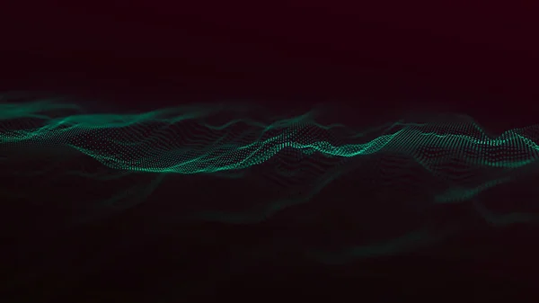 Wave Particles Wave Abstract Digital Landscape Technology Background Illustration — Zdjęcie stockowe