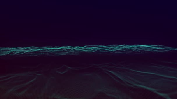 光る粒子のダイナミックな波 データフロー情報 粒子の波 3Dレンダリング 4Kアニメーション — ストック動画