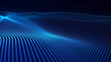 Soyut dijital arkaplan. Veri akışı bilgisi. Dijital iletişim kavramı. Büyük veri görselleştirmesi. 3B görüntüleme.