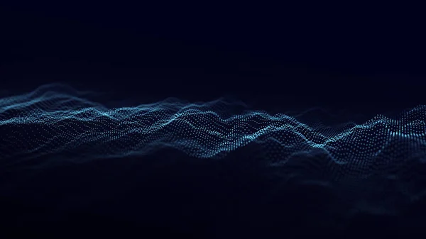 Хвиля Частинок Хвиля Абстрактний Цифровий Пейзаж Технологічний Фон Ілюстрація — стокове фото