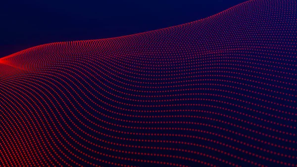 Wave Particles Wave Abstract Digital Landscape Technology Background Illustration — ストック写真