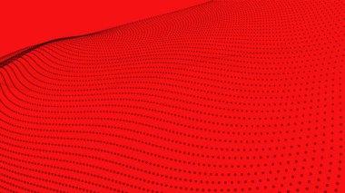 Gelecekçi parçacık dalgası. Soyut teknoloji geçmişi. Büyük veri görselleştirmesi. 3 boyutlu görüntüleme. Vektör illüstrasyonu