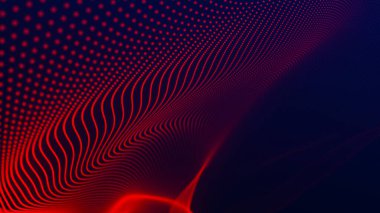 Parçacık dalgası. Dinamik bir dalga ile soyut arka plan. Büyük veri. 3d render,