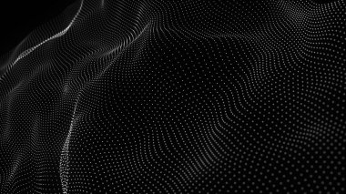 Teknoloji geçmişi. Parçacıkların soyut dijital dalgası. Gelecekçi nokta dalgası. 3d