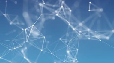Ağ bağlantısı yapısı. Büyük veri. Noktalar ve doğrular birleştiriliyor. Soyut teknoloji geçmişi. 3D görüntüleme. 4k animasyon.