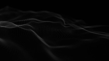 Teknoloji geçmişi. Parçacıkların soyut dijital dalgası. Gelecekçi nokta dalgası. 3d