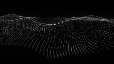 Teknoloji geçmişi. Parçacıkların soyut dijital dalgası. Gelecekçi nokta dalgası. 3d