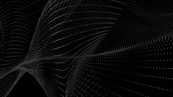 Abstract Digital Particle Wave Futuristic Dotted Wave Technology Background Vector — Stok Vektör