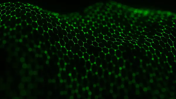 Futuristic Hexagon Background Futuristic Honeycomb Concept Wave Particles Data Technology — Foto Stock