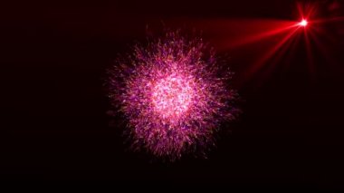 Veri görselleştirme. Soyut 3D fütüristik küre. Parçacıklar ve Enerji akıyor. Fütürist dijital arka plan. 3D görüntüleme. 4k.