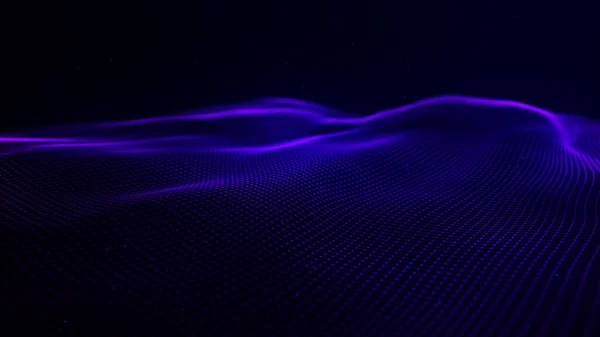 Wave Particles Wave Abstract Digital Landscape Technology Background Illustration — Stok fotoğraf