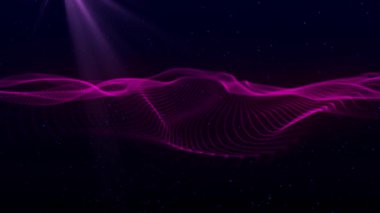 Dynamic wave of glowing particles. Abstract digital background. Data flow information. Concept of digital communication. Big data visualization. 3D rendering. 4k animation.