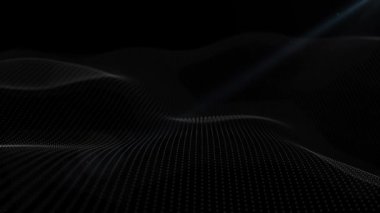 Dynamic wave of glowing particles. Abstract digital background. Data flow information. Concept of digital communication. Big data visualization. 3D rendering. 4k animation.