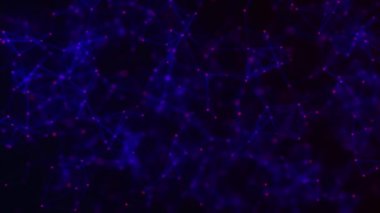 Ağ bağlantısı yapısı. Büyük veri. Noktalar ve doğrular birleştiriliyor. Soyut teknoloji geçmişi. 3D görüntüleme. 4k animasyon.