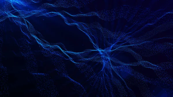 光る粒子のダイナミックな波 デジタル技術の背景 — ストック写真