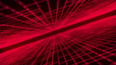 Karanlık arka planda gelecekteki noktalar. Teknoloji mi yoksa Bilim Sancağı mı? Büyük veri dijital kodu. 3 boyutlu görüntüleme. 4k animasyon