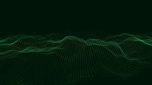 Parçacıkların soyut dijital dalgası. Gelecekçi nokta dalgası. Teknoloji arka plan vektörü. Vektör illüstrasyonu