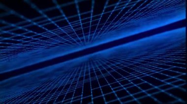 Karanlık arka planda gelecekteki noktalar. Teknoloji mi yoksa Bilim Sancağı mı? Büyük veri dijital kodu. 3 boyutlu görüntüleme. 4k animasyon