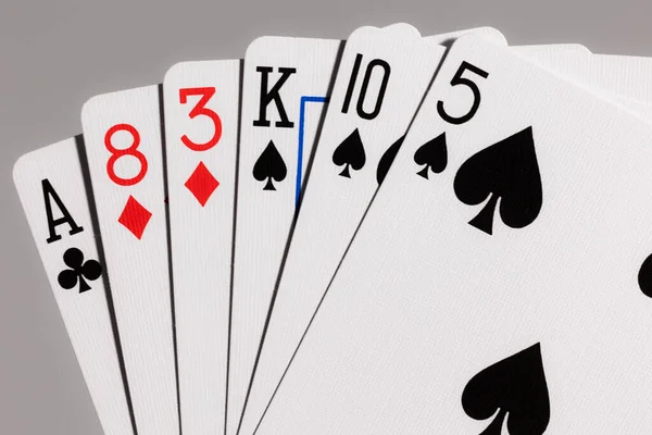 Close Image Six Card Playing Hand Assorted Cards — 스톡 사진