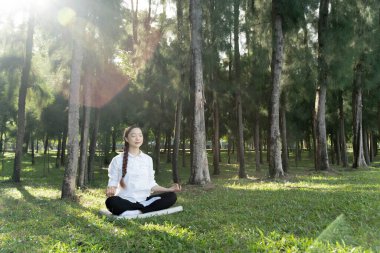 Genç kız par Yoga yapıyor